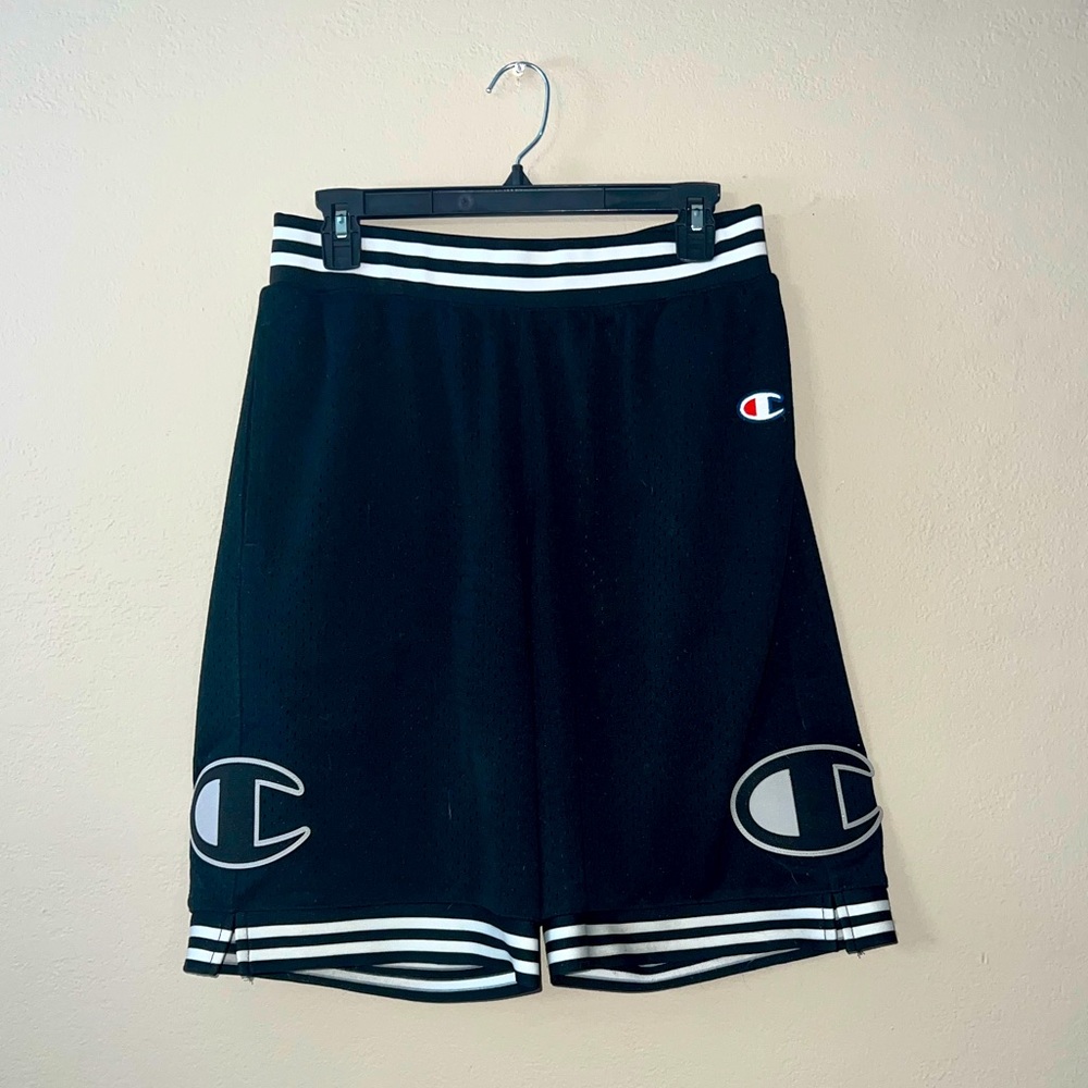 Champion basketball shorts, size M, black and white